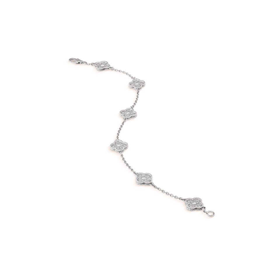 [Regal Gem]CLOVER 6 MOTIF SILVER DIAMOND BRACELET