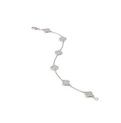[Regal Gem]CLOVER 6 MOTIF SILVER DIAMOND BRACELET