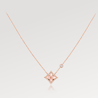 [Regal Gem]STAR PINK MOP 1 DIAMOND PINK GOLD NECKLACE