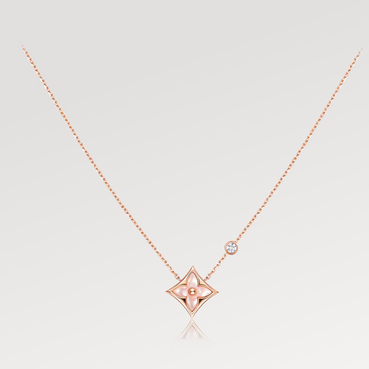 [Regal Gem]STAR PINK MOP 1 DIAMOND PINK GOLD NECKLACE