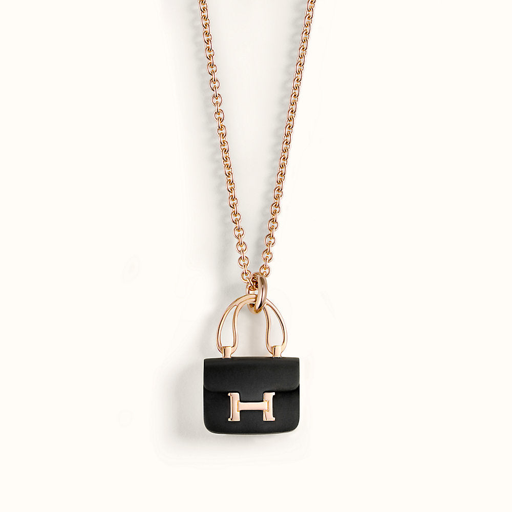 [Regal Gem]CONSTANCE BLACK PEDANT PINK GOLD NECKLACE