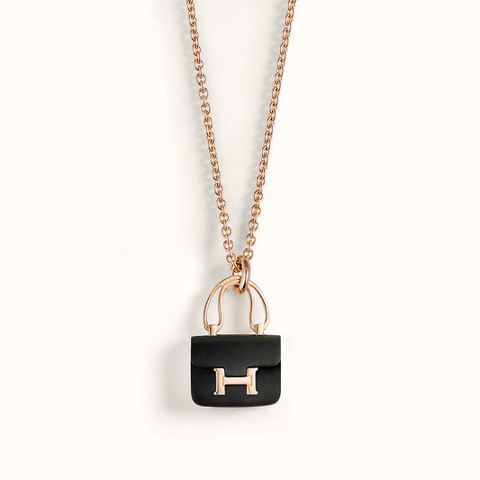 [Regal Gem]CONSTANCE BLACK PEDANT PINK GOLD NECKLACE