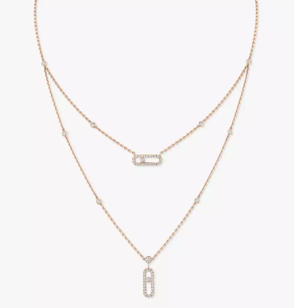 [Regal Gem]MS Double-Circle Full-Diamond Necklace
