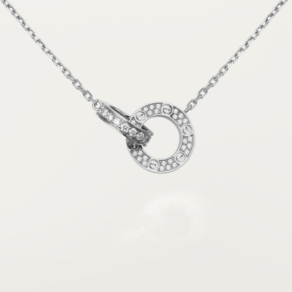 [Regal Gem]LOVE 7.6MM NECKLACE Regal Gem GOLD AND SILVER  FULL DIAMOND