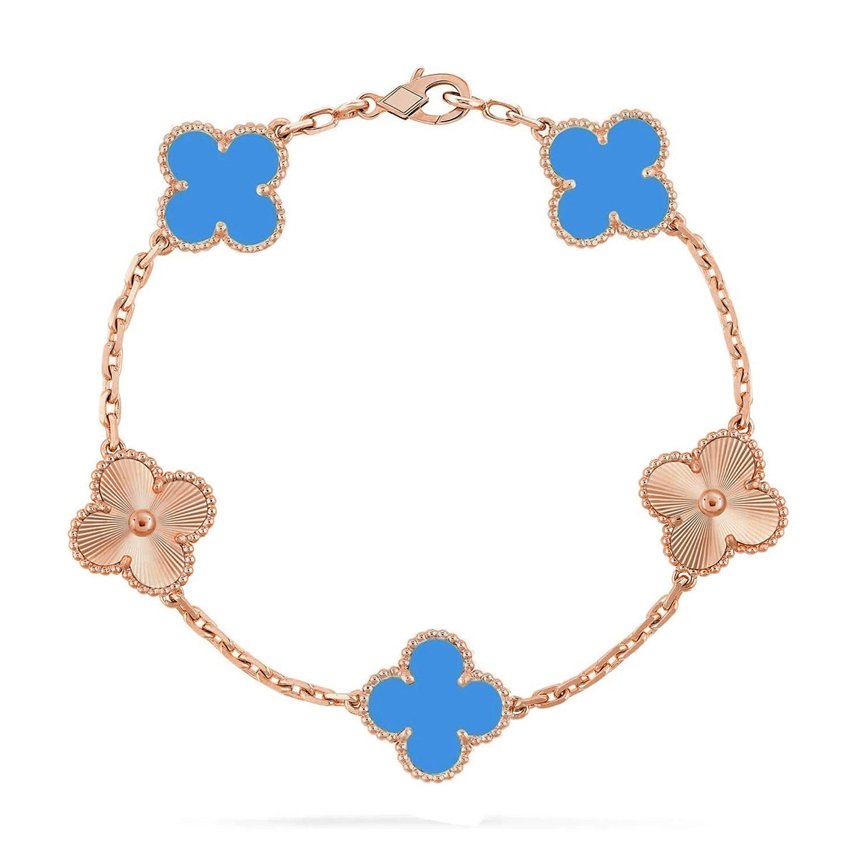 [Regal Gem] CLOVER 5 MOTIF BLUE AGATE BRACELET COLLECTION