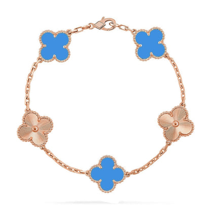 [Regal Gem] CLOVER 5 MOTIF BLUE AGATE BRACELET COLLECTION