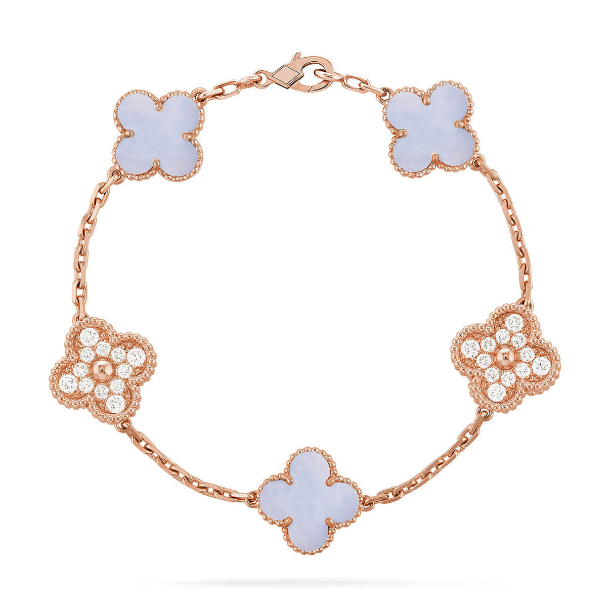 [Regal Gem] CLOVER 5 MOTIF PURPLE CHALCEDONY BRACELET COLLECTION