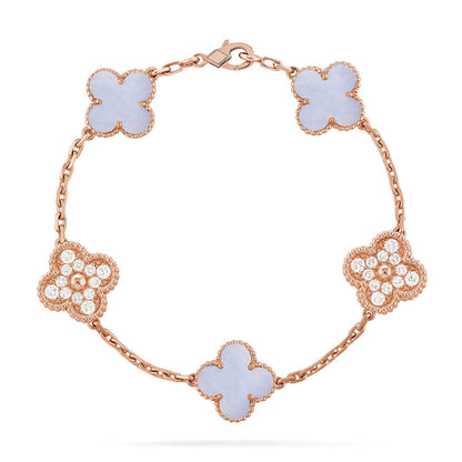 [Regal Gem] CLOVER 5 MOTIF PURPLE CHALCEDONY BRACELET COLLECTION
