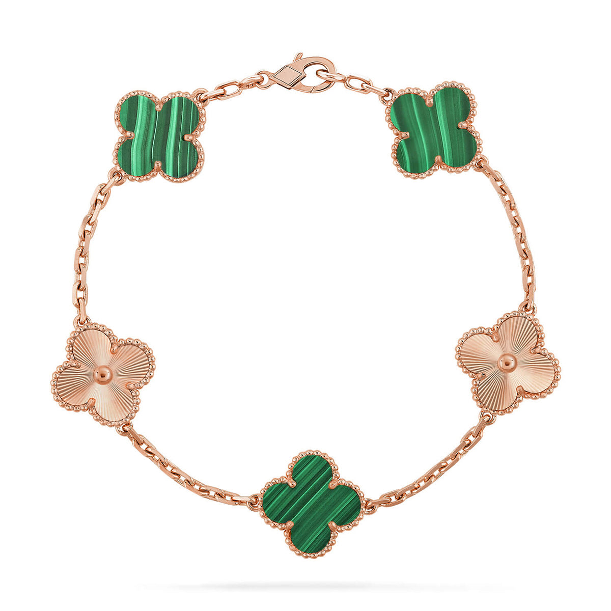 [Regal Gem] CLOVER 5 MOTIF MALACHITE BRACELET COLLECTION