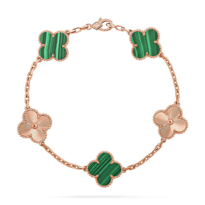 [Regal Gem] CLOVER 5 MOTIF MALACHITE BRACELET COLLECTION