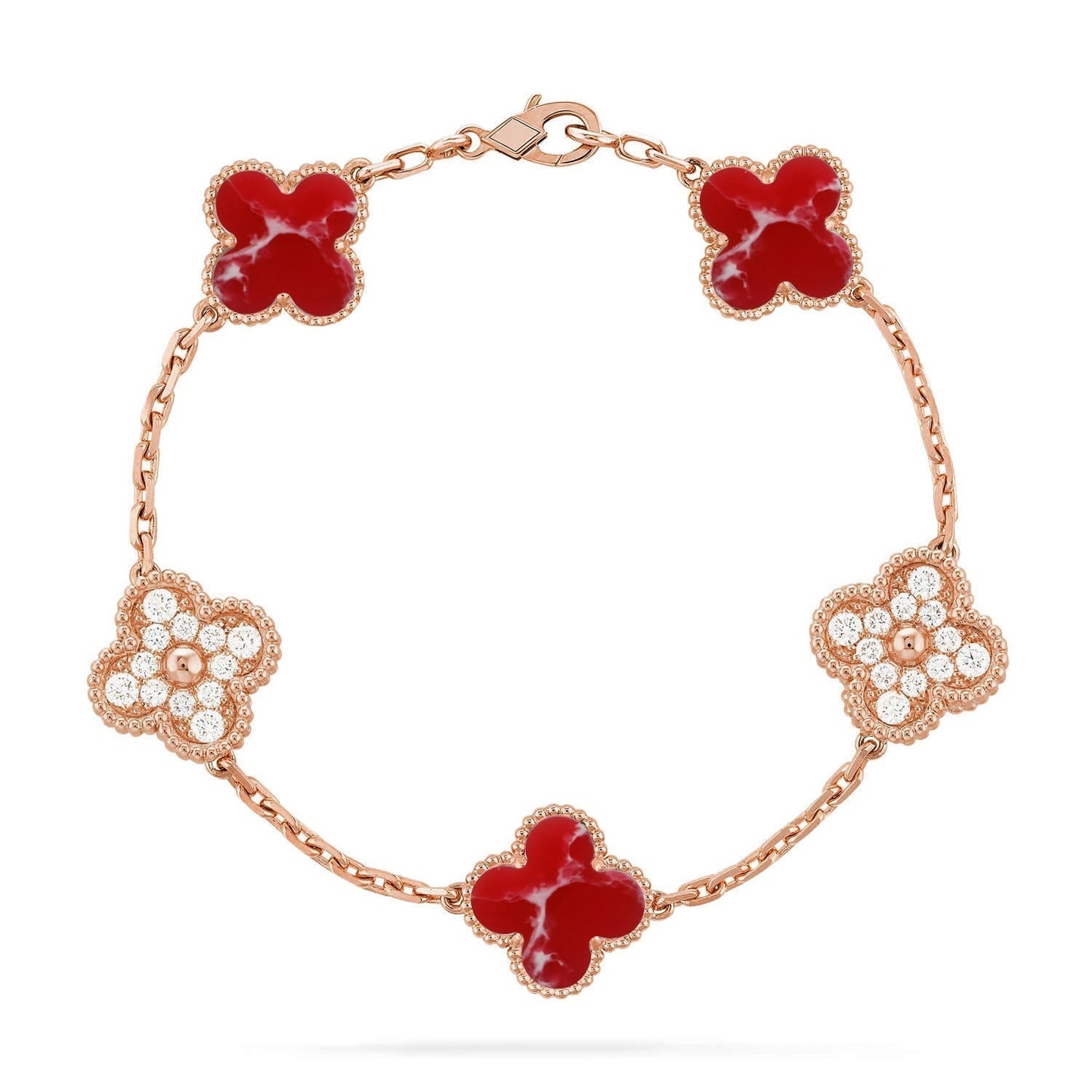 [Regal Gem]CLOVER 5 MOTIF RED PATTERN BRACELET COLLECTION