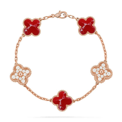 [Regal Gem]CLOVER 5 MOTIF RED PATTERN BRACELET COLLECTION