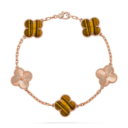 [Regal Gem] CLOVER 5 MOTIFS TIGER EYE BRACELET COLLECTION