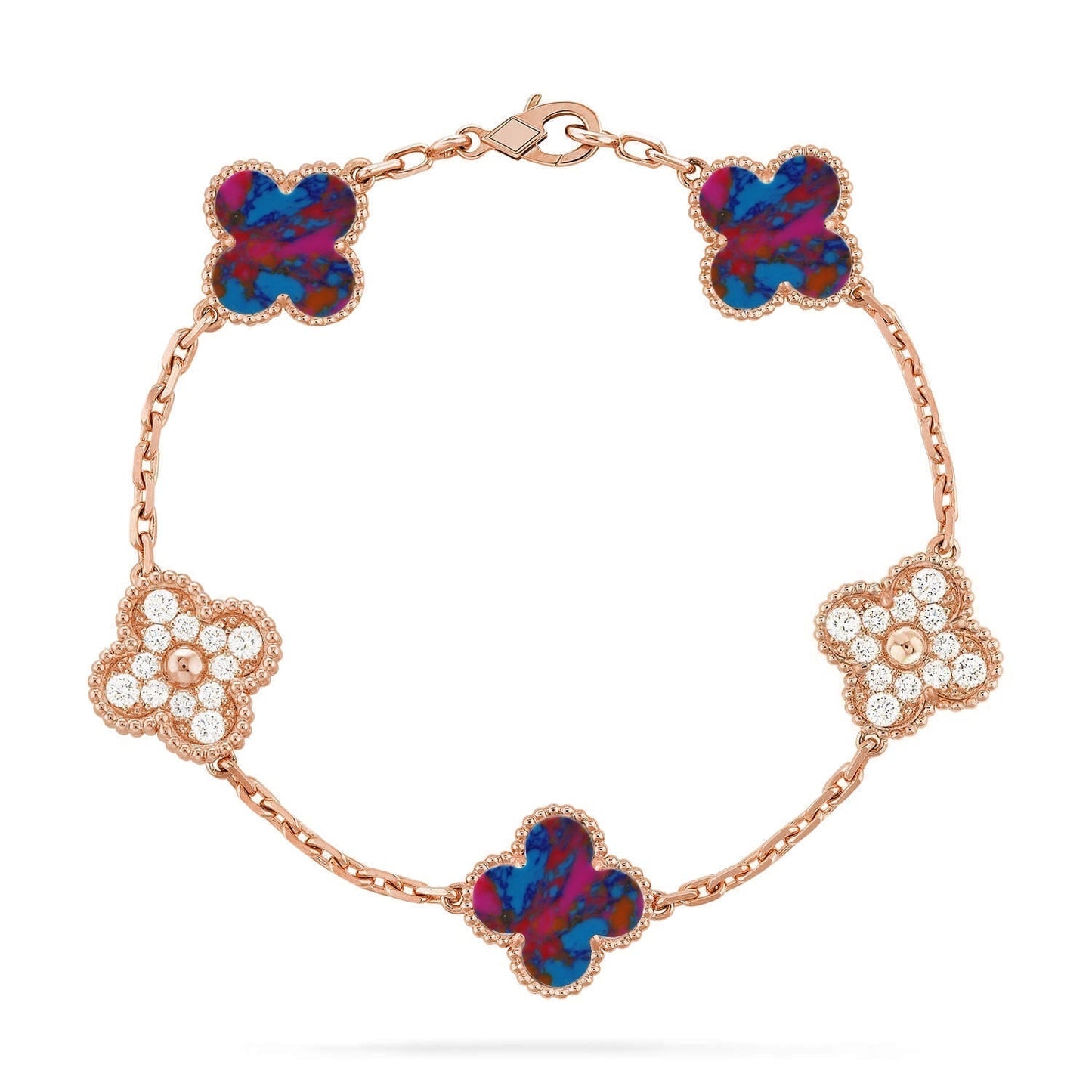 [Regal Gem]CLOVER 5 MOTIF COLOR GEMSTONES BRACELET COLLECTION