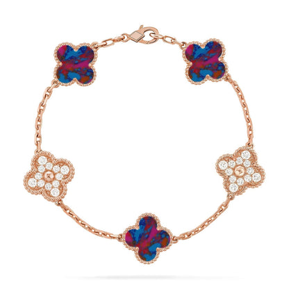 [Regal Gem]CLOVER 5 MOTIF COLOR GEMSTONES BRACELET COLLECTION