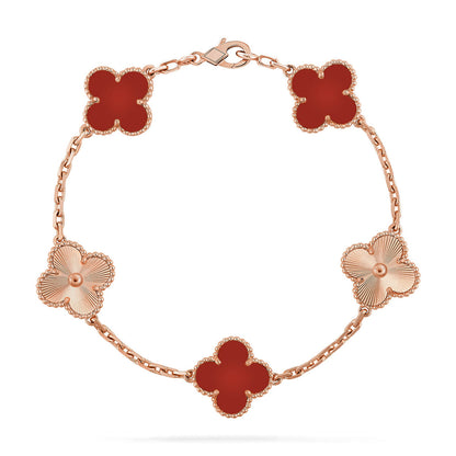 [Regal Gem] CLOVER 5 MOTIF RED CORNELIAN BRACELET COLLECTION