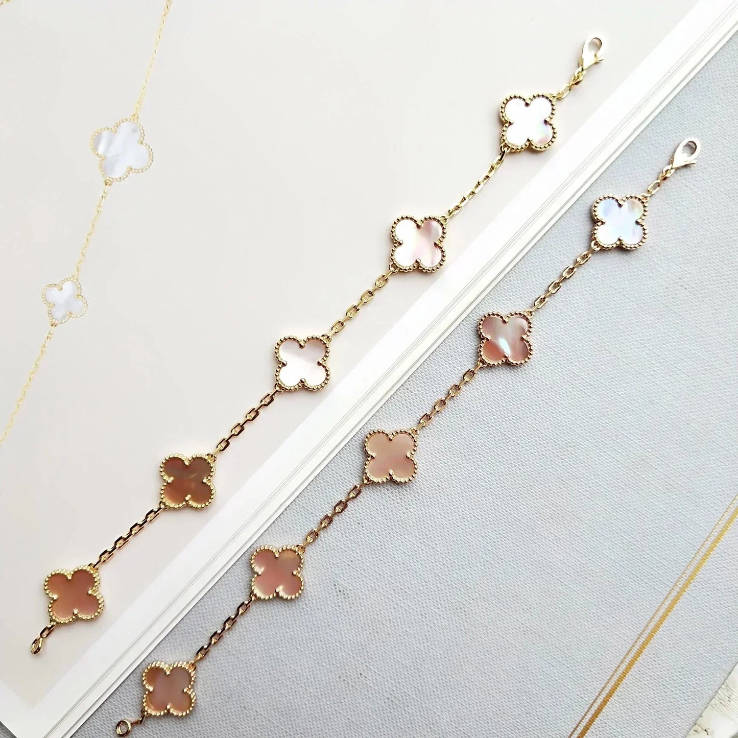 [Regal Gem] CLOVER 5 MOTIFS  PINK MOP BRACELET COLLECTION
