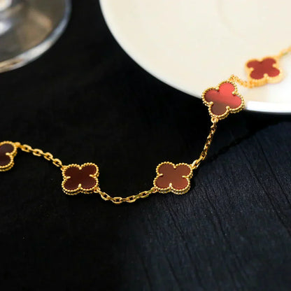 [Regal Gem] CLOVER 5 MOTIF RED CORNELIAN BRACELET COLLECTION