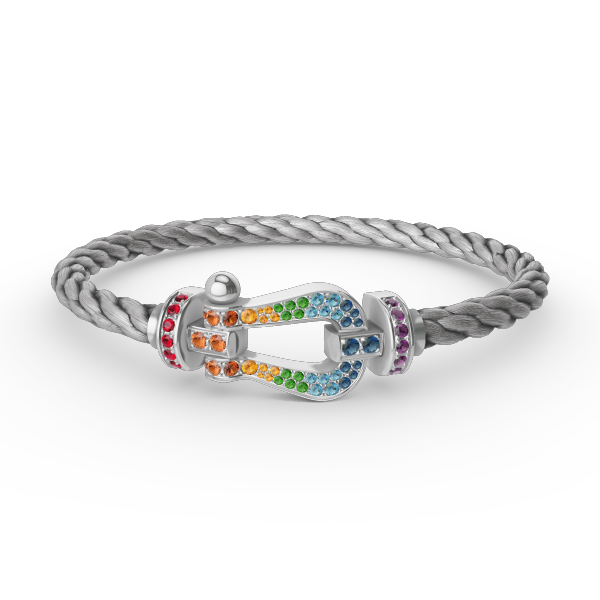 [Regal Gem]FORC LARGE HORSESHOE  COLORED DIAMOND BRACELET SILVER
