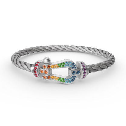 [Regal Gem]FORC LARGE HORSESHOE  COLORED DIAMOND BRACELET SILVER