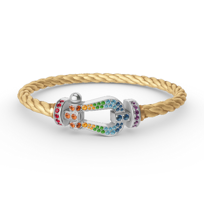 [Regal Gem]FORC LARGE HORSESHOE  COLORED DIAMOND BRACELET SILVER