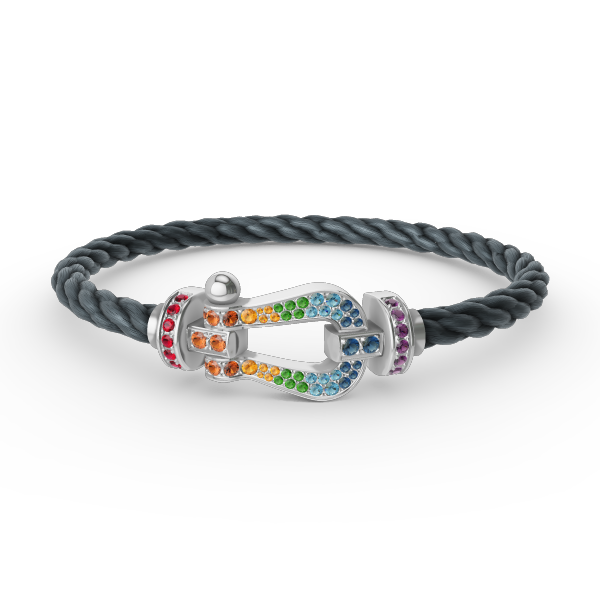[Regal Gem]FORC LARGE HORSESHOE  COLORED DIAMOND BRACELET SILVER