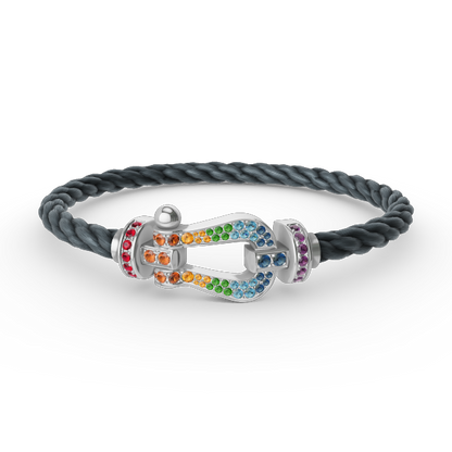 [Regal Gem]FORC LARGE HORSESHOE  COLORED DIAMOND BRACELET SILVER