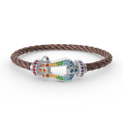 [Regal Gem]FORC LARGE HORSESHOE  COLORED DIAMOND BRACELET SILVER