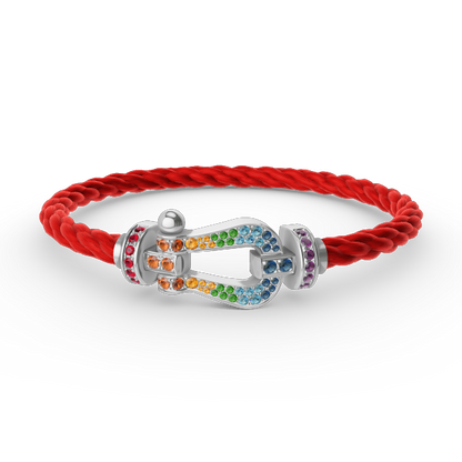 [Regal Gem]FORC LARGE HORSESHOE  COLORED DIAMOND BRACELET SILVER