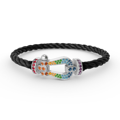 [Regal Gem]FORC LARGE HORSESHOE  COLORED DIAMOND BRACELET SILVER