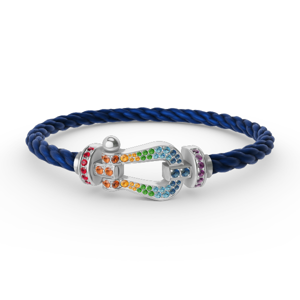 [Regal Gem]FORC LARGE HORSESHOE  COLORED DIAMOND BRACELET SILVER