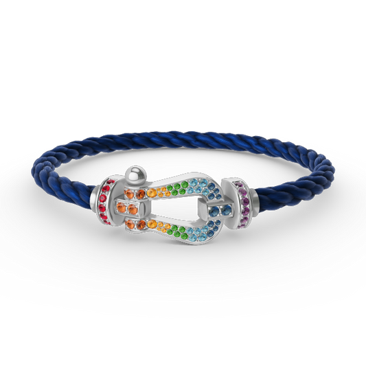 [Regal Gem]FORC LARGE HORSESHOE  COLORED DIAMOND BRACELET SILVER