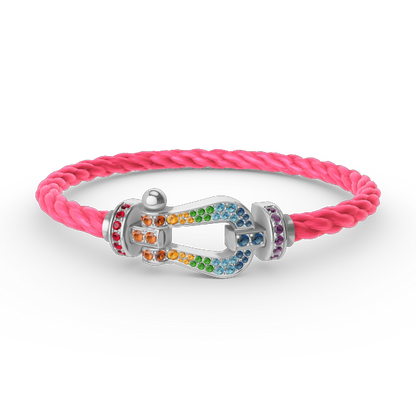 [Regal Gem]FORC LARGE HORSESHOE  COLORED DIAMOND BRACELET SILVER