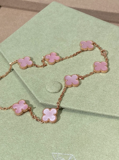 [Regal Gem Jewellery] Pink Necklace with Ten Clover Designs