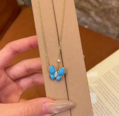 [Regal Gem]Turquoise Butterfly Gold Necklace