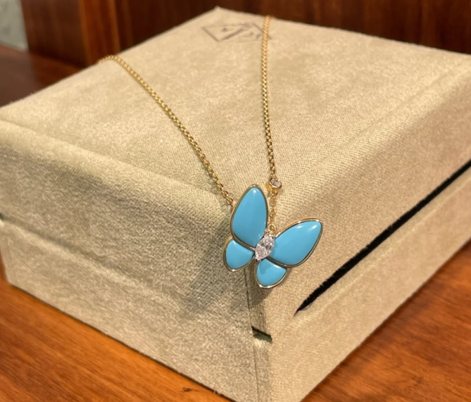 [Regal Gem]Turquoise Butterfly Gold Necklace