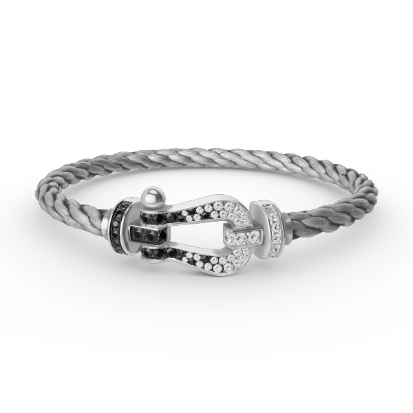 [Regal Gem]FORCE LARGE HORSESHOE BLACK WHITE DIAMOND BRACELET SILVER