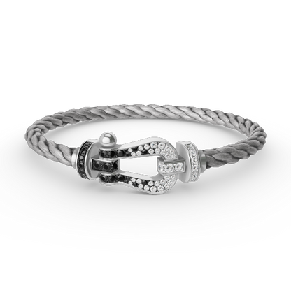 [Regal Gem]FORCE LARGE HORSESHOE BLACK WHITE DIAMOND BRACELET SILVER