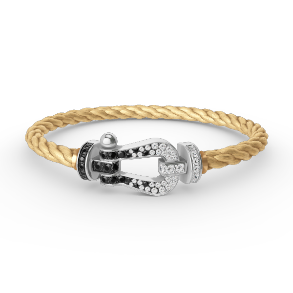 [Regal Gem]FORCE LARGE HORSESHOE BLACK WHITE DIAMOND BRACELET SILVER
