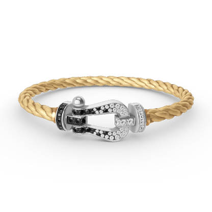 [Regal Gem]FORCE LARGE HORSESHOE BLACK WHITE DIAMOND BRACELET SILVER