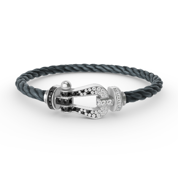 [Regal Gem]FORCE LARGE HORSESHOE BLACK WHITE DIAMOND BRACELET SILVER
