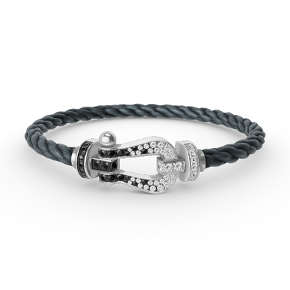 [Regal Gem]FORCE LARGE HORSESHOE BLACK WHITE DIAMOND BRACELET SILVER