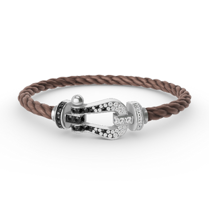 [Regal Gem]FORCE LARGE HORSESHOE BLACK WHITE DIAMOND BRACELET SILVER