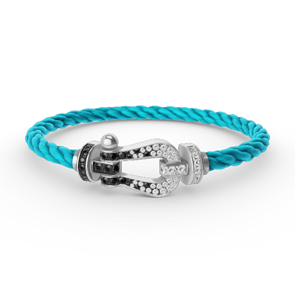 [Regal Gem]FORCE LARGE HORSESHOE BLACK WHITE DIAMOND BRACELET SILVER