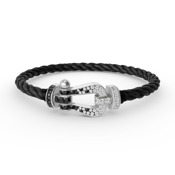 [Regal Gem]FORCE LARGE HORSESHOE BLACK WHITE DIAMOND BRACELET SILVER