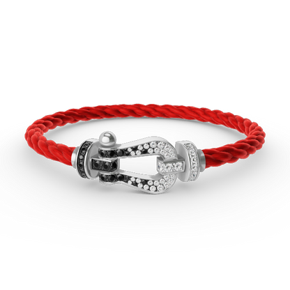[Regal Gem]FORCE LARGE HORSESHOE BLACK WHITE DIAMOND BRACELET SILVER