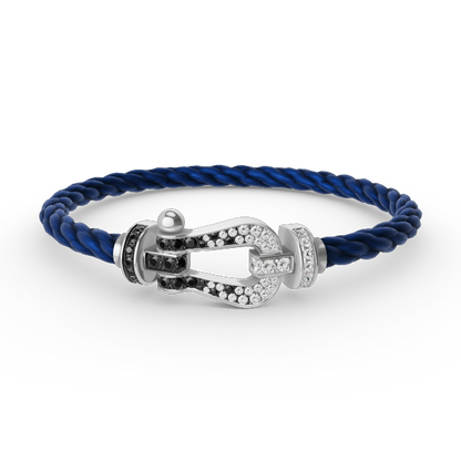[Regal Gem]FORCE LARGE HORSESHOE BLACK WHITE DIAMOND BRACELET SILVER