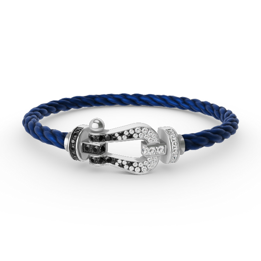 [Regal Gem]FORCE LARGE HORSESHOE BLACK WHITE DIAMOND BRACELET SILVER
