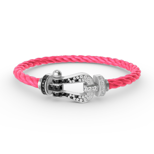 [Regal Gem]FORCE LARGE HORSESHOE BLACK WHITE DIAMOND BRACELET SILVER