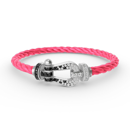 [Regal Gem]FORCE LARGE HORSESHOE BLACK WHITE DIAMOND BRACELET SILVER